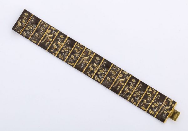 Meiji Period Shakudo Plaques Bracelet