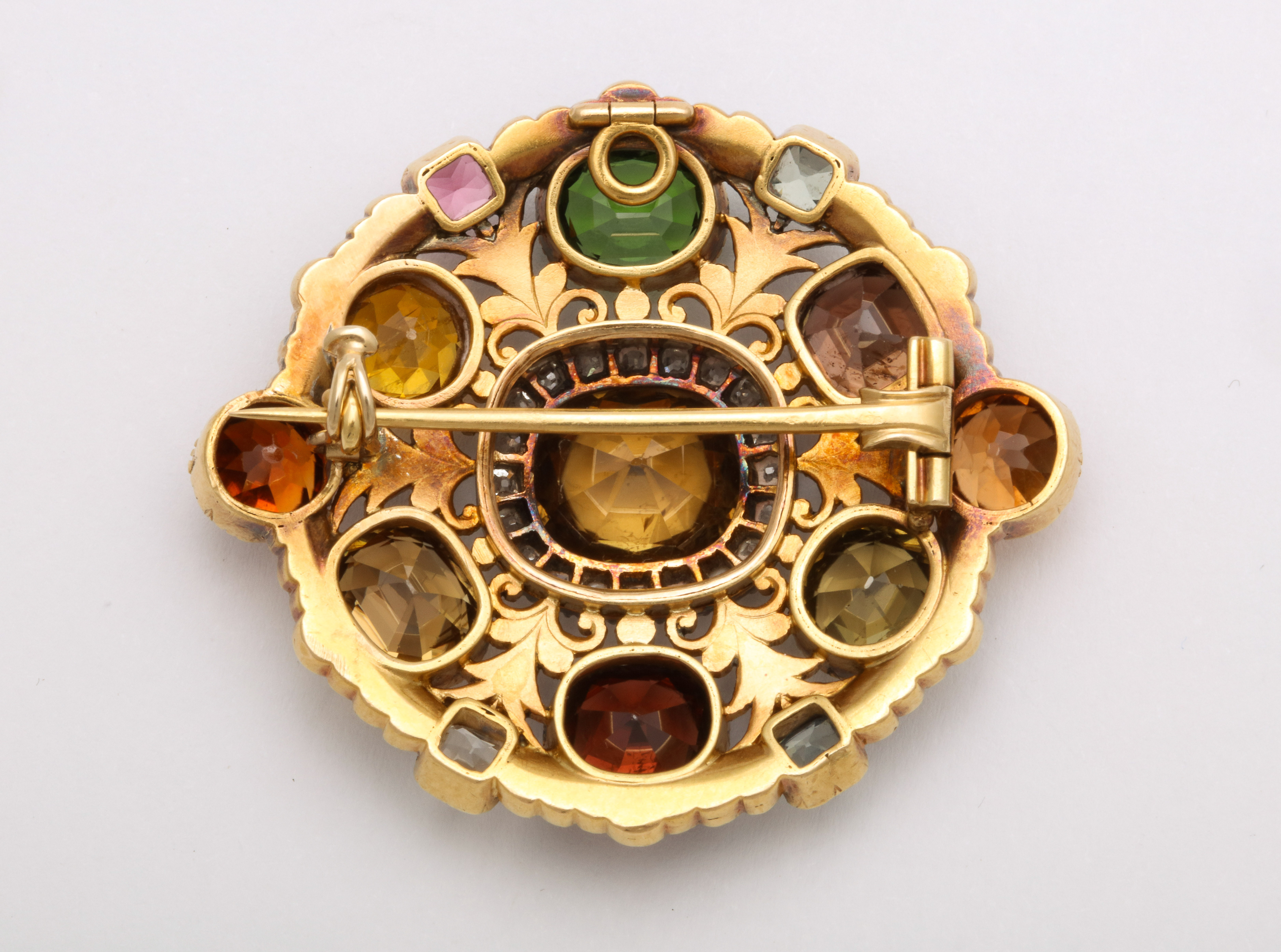 Victorian Period Carlo Giuliano 18Kt Gold, Zircon & Diamond Brooch - Image 5