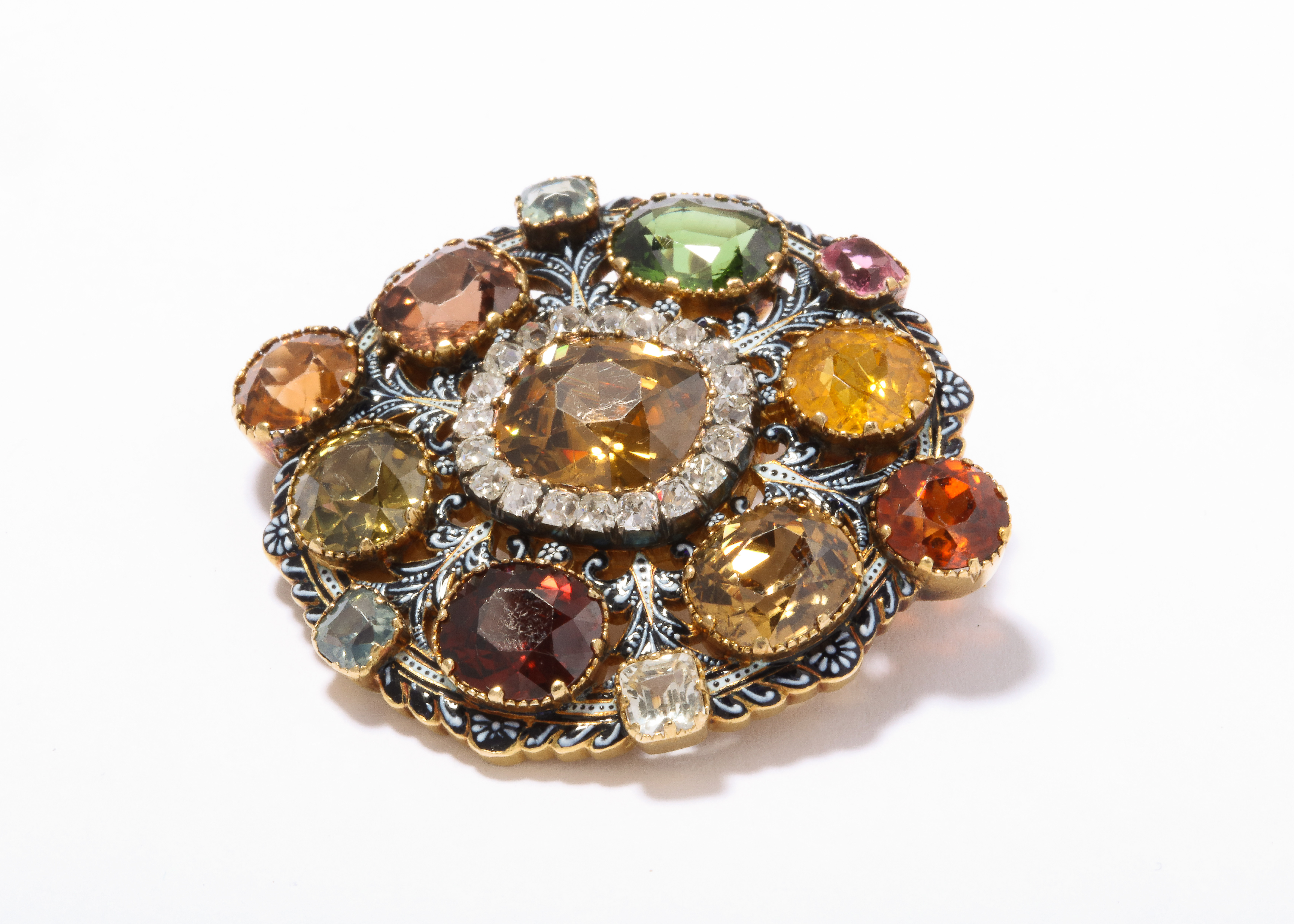 Victorian Period Carlo Giuliano 18Kt Gold, Zircon & Diamond Brooch - Image 2