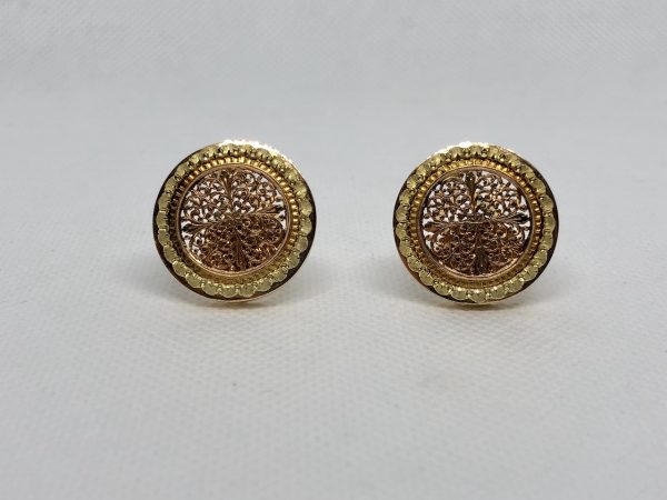 French Three-Color 18Kt Gold Earrings