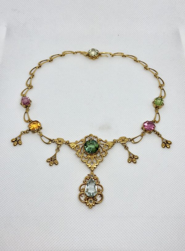 Victorian Multi-Gem And Diamond Necklace