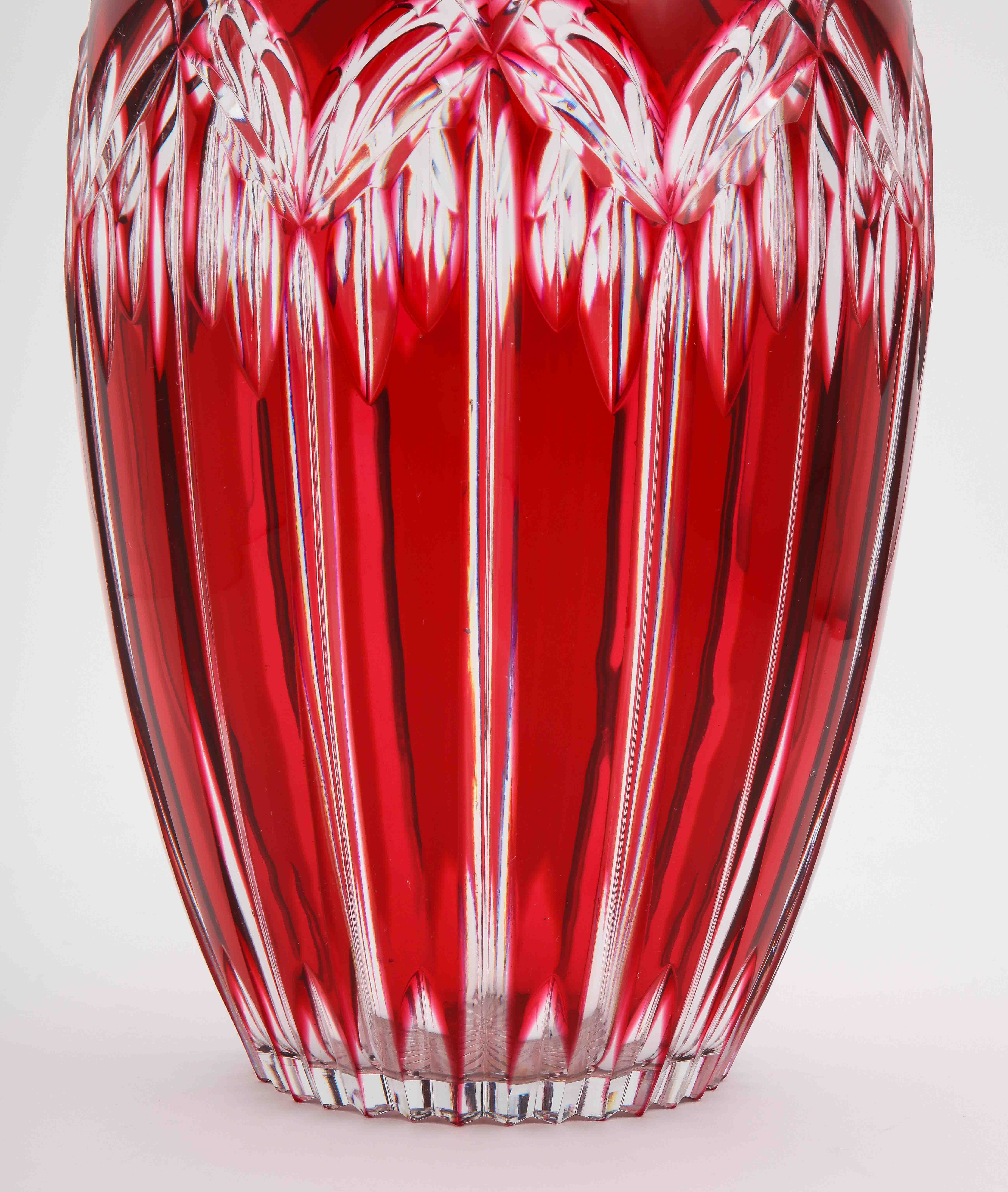 Albert I Period Red Overlay Glass Vase Val St. Lambert - Image 4