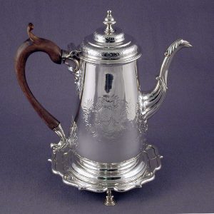 George II Period Sterling Silver Coffee Pot On Stand