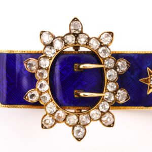 Victorian Blue Enameled Gold Bangle