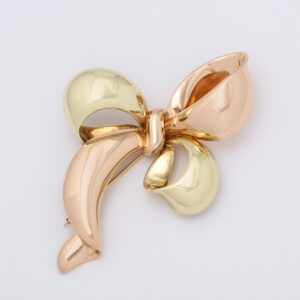 Mid-Century Two-Tone Gold Bow Brooch
