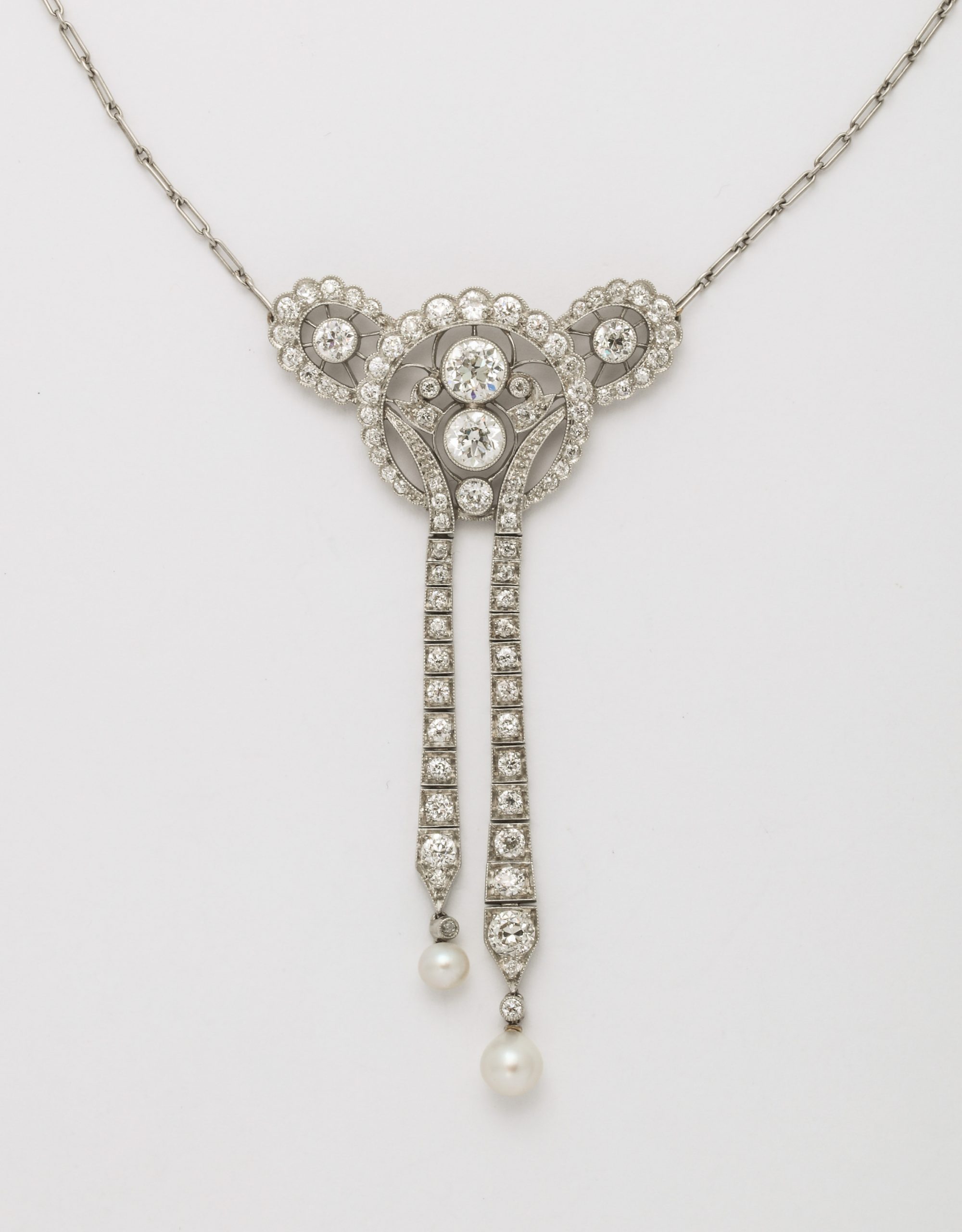 Tiffany & Co. Art Deco Platinum Diamond Lavalière Necklace