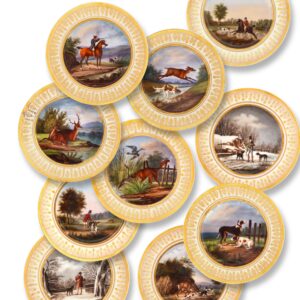 Set of 19 Paris Porcelain Hunt Plates