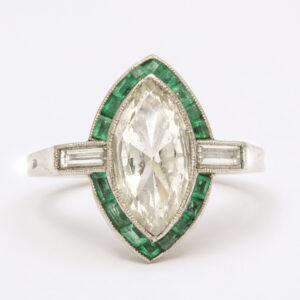 Marquise Diamond & Emerald Ring