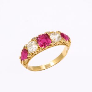 Victorian 5-Stone Ruby & Diamond Ring