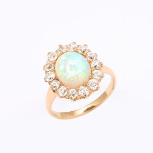 American Opal & Diamond Cluster Ring