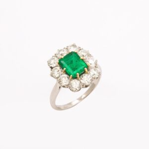 Colombian Emerald & Diamond Cluster Ring