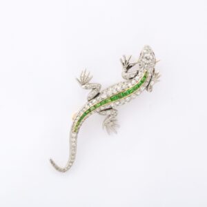 Demantoid & Diamond Salamander Brooch