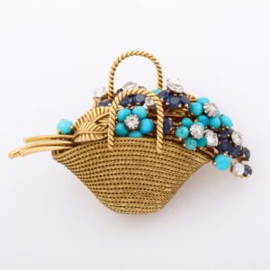 Marchak 18kt Gold Basket Brooch