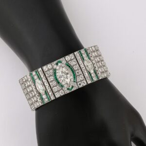 Art Deco Diamond & Emerald Bracelet