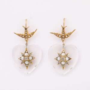 Victorian Crystal Heart Earrings