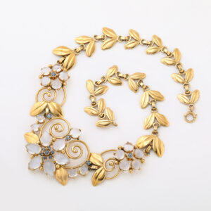 American Moonstone & Sapphire 14kt Gold Necklace