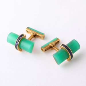 Chrysoprase & Sapphire Cuff Links