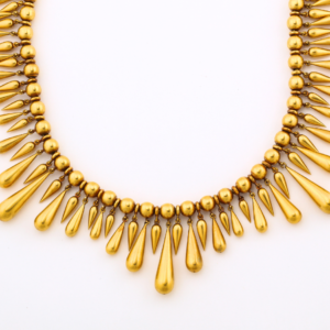 English 18kt Gold Fringe Necklace with Drops