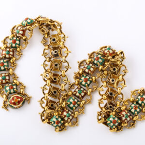 Victorian Period Polychrome Enameled 15kt Gold Necklace