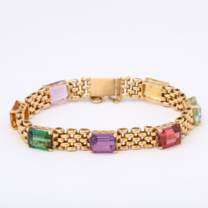 American 14kt Gold & Multi Gem Bracelet