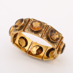 Victorian Period Enameled 15kt Gold & Citrine Bracelet