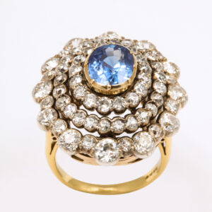 Victorian 18kt. Gold & Silver Sapphire and Diamond Ring
