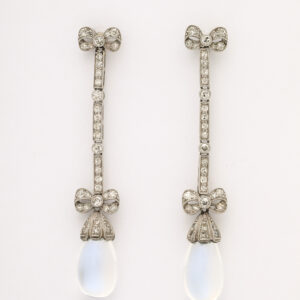 American Platinum, Diamond & Moonstone Earrings