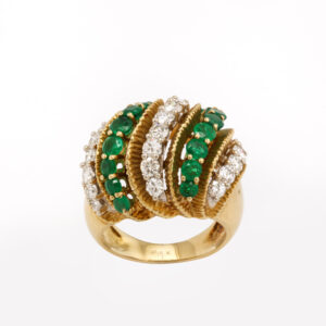 American 18kt Gold, Emerald & Diamond Ring