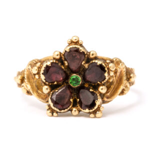 George IV Period 15kt Gold, Garnet & Emerald Ring