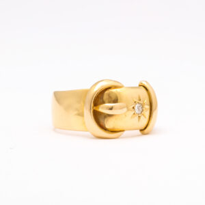 George V Period 18kt Gold & Diamond Buckle Ring