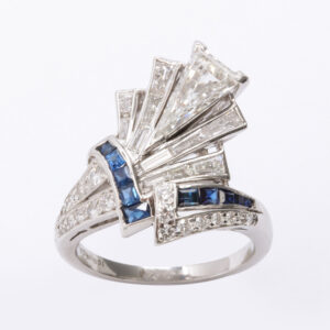 American Platinum, Diamond & Sapphire Ring