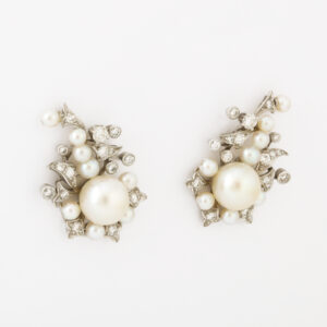 American Platinum Diamond & Pearl Earrings