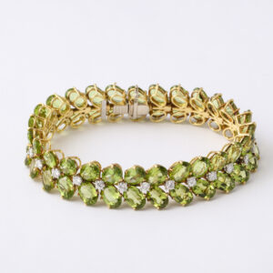 American 18kt Gold, Peridot & Diamond Julius Cohen Bracelet