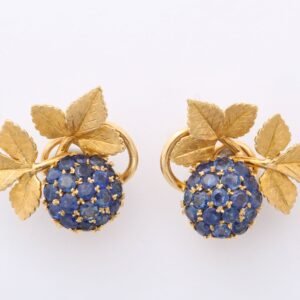 Italian 18kt Gold & Sapphire Floral Earrings