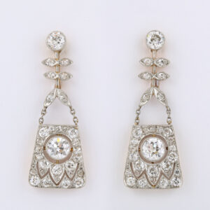 American 18kt Gold, Platinum & Diamond Pair of Earrings