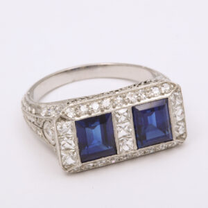 American Platinum, Diamond & Sapphire Ring