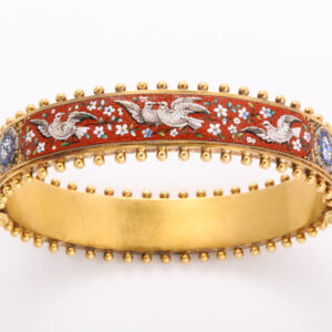 Victorian Period 18kt Gold & Micromosaic Bangle Bracelet