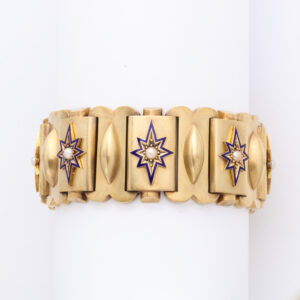 English 15kt Gold, Enamel & Pearl Bracelet