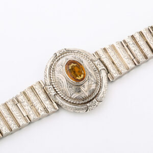 English Fine Silver Citrine Bracelet