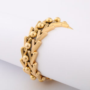 French Third Republic Period 18kt Gold Bracelet in Chevron Pattern