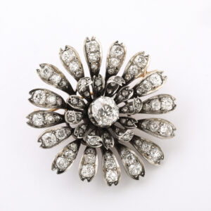 Victorian 18kt Gold & Platinum Diamond Flower Brooch