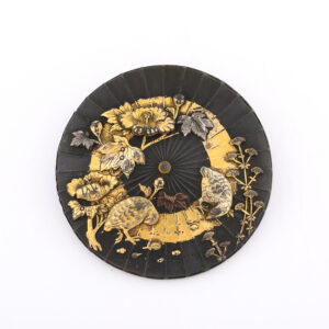 Meiji Period Shakudo Plaque Brooch