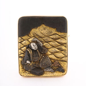 Meiji Period Shakudo Plaque Brooch