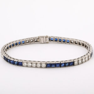 American Platinum, Sapphire & Diamond Line Bracelet