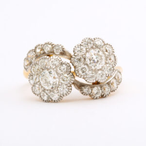 American Platinum & 18kt Gold Toi et Moi Diamond Ring