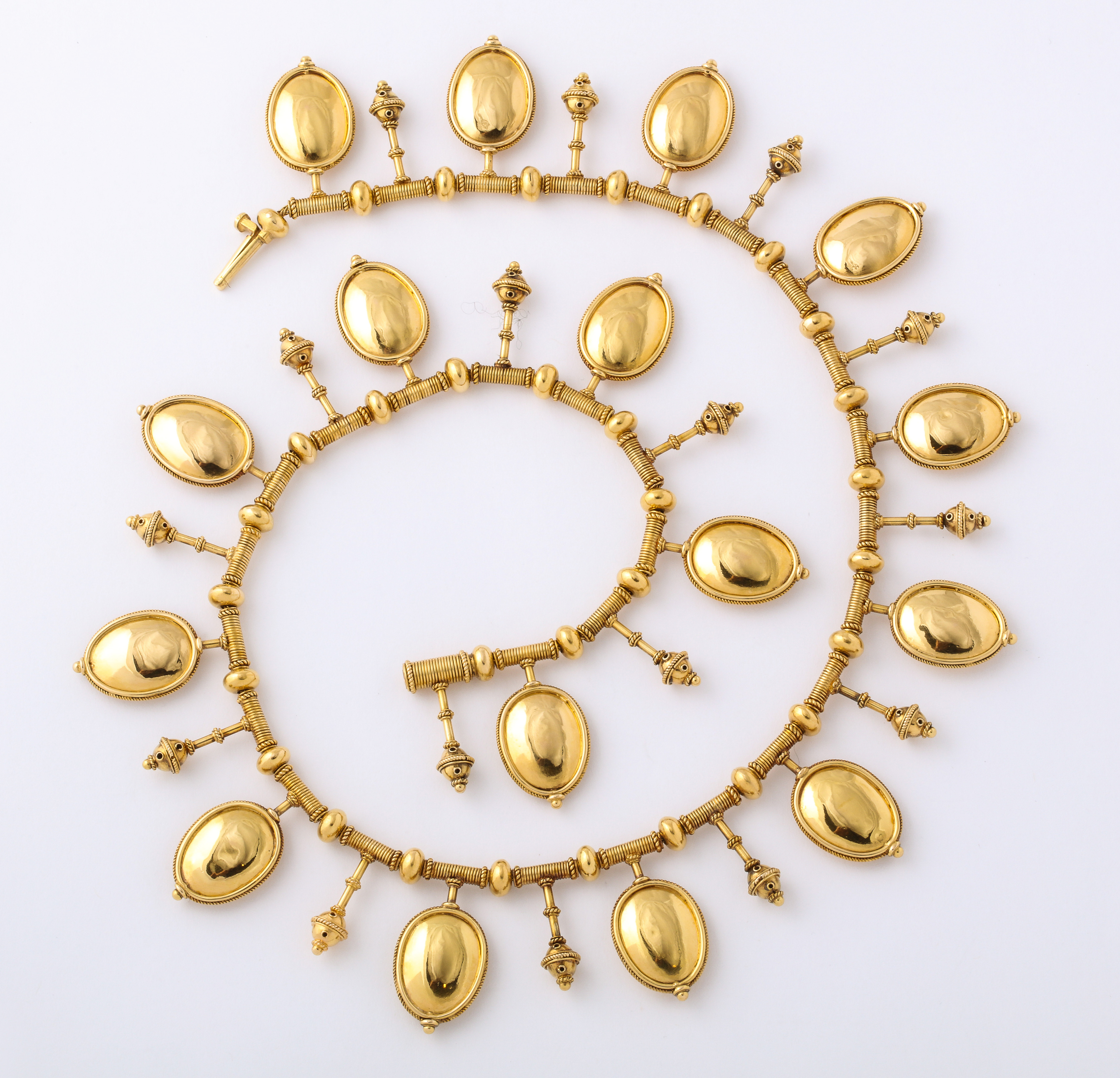 French 18kt Gold Necklace with Oval Pendants