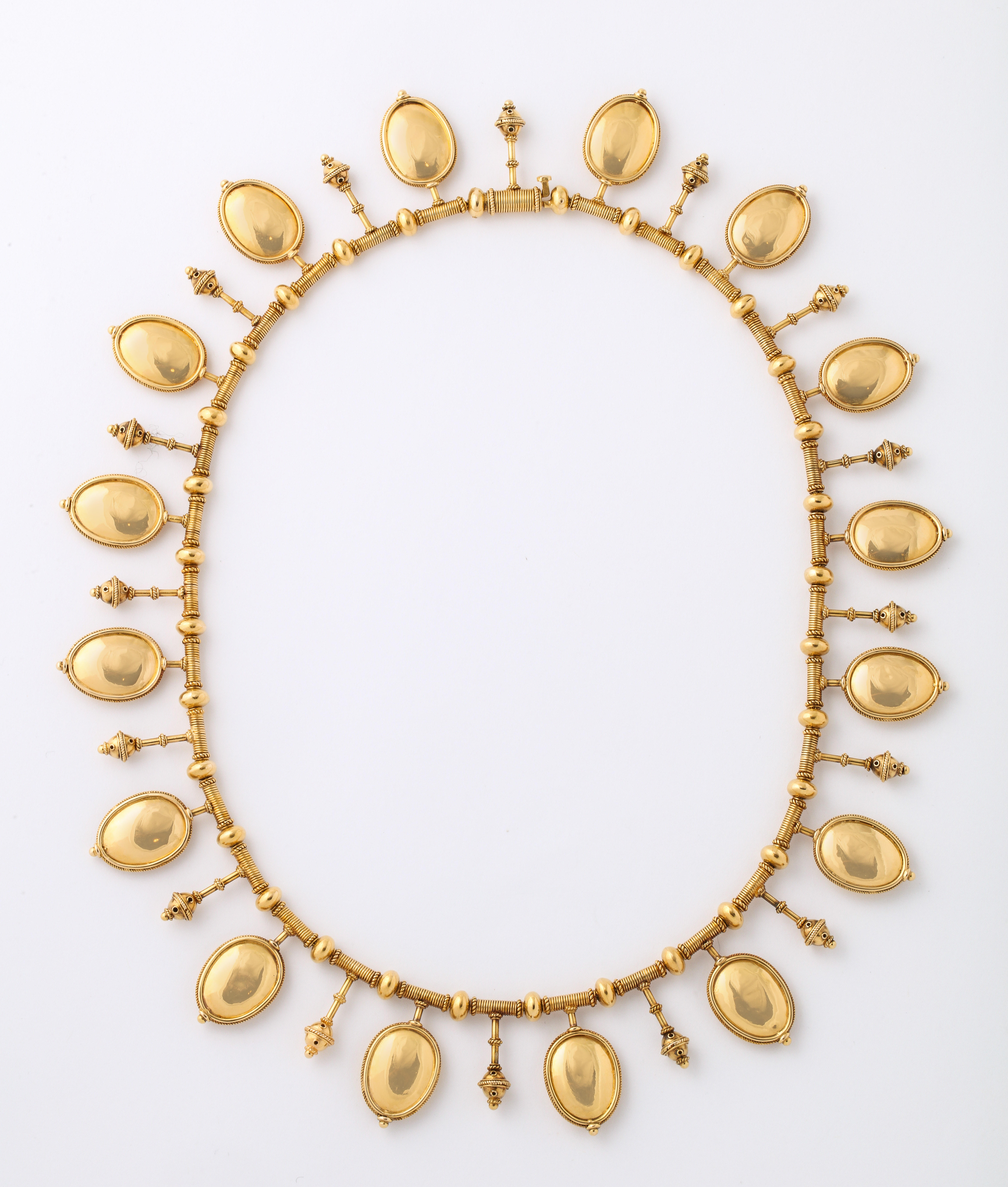 French 18kt Gold Necklace with Oval Pendants - Image 4