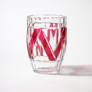 Leopold III Period Red Overlay on clear Crystal Glass Vase, Charles Graffart for Val St. Lambert