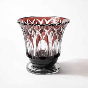 Albert I Period Aubergine Overlay on Clear Crystal Glass Vase, Joseph Simon for Val St. Lambert