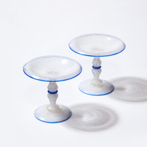 A Pair Blown Rib-molded Glass Tazzas, Saint Louis Glass